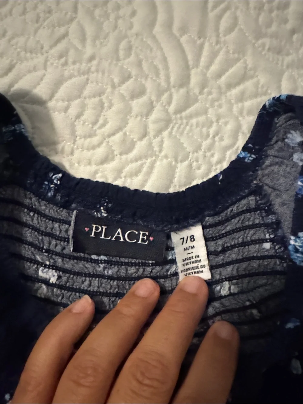 The Children's Place Navy & Light Blue Floral Smocked Romper